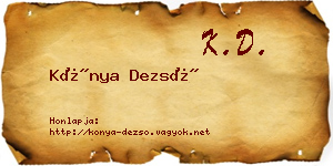 Kónya Dezső névjegykártya